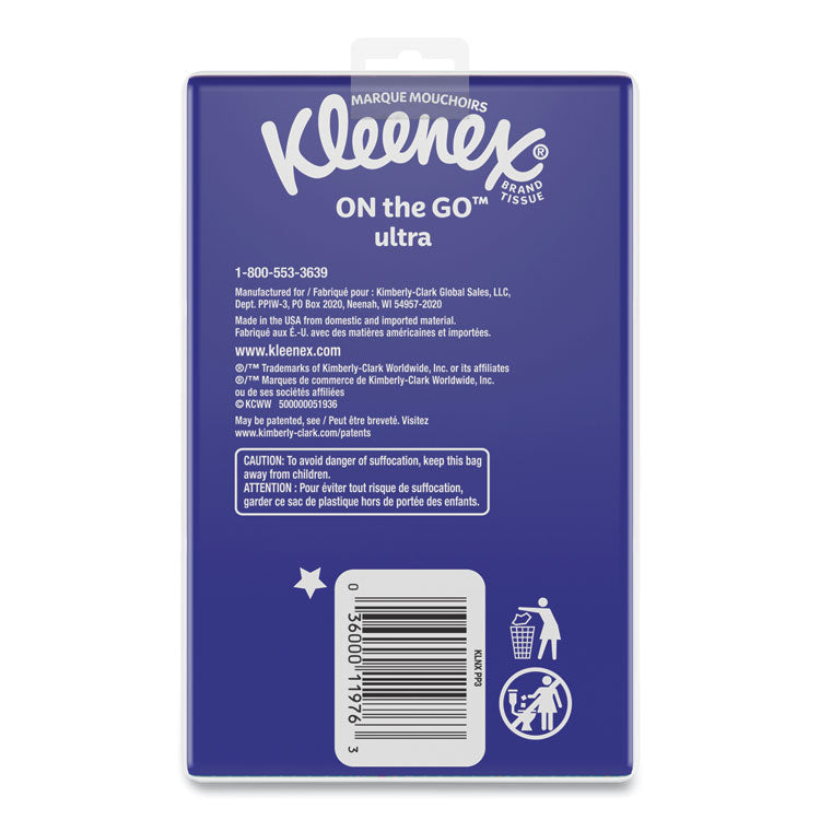 Kleenex® On The Go Packs Facial Tissues, 3-Ply, White, 10 Sheets/Pouch, 3 Pouches/Pack, 36 Packs/Carton (KCC11976) Case of 36