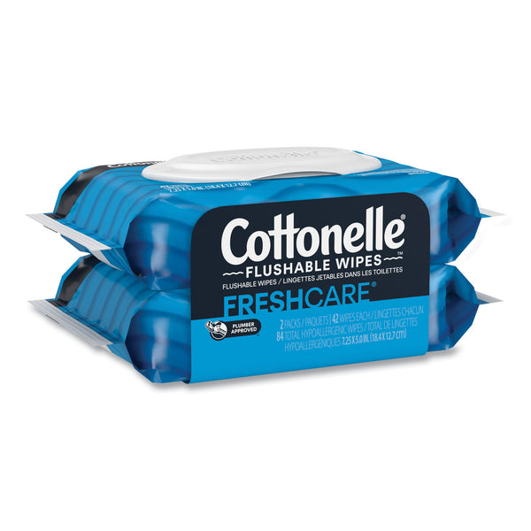 Cottonelle® Fresh Care Flushable Cleansing Cloths, 1-Ply, 3.73 x 5.5, White, 84/Pack, 8 Packs/Carton (KCM35970CT) Case of 8