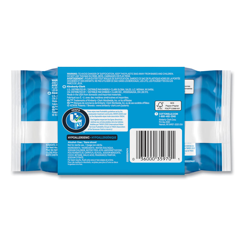 Cottonelle® Fresh Care Flushable Cleansing Cloths, 1-Ply, 3.73 x 5.5, White, 84/Pack, 8 Packs/Carton (KCM35970CT) Case of 8