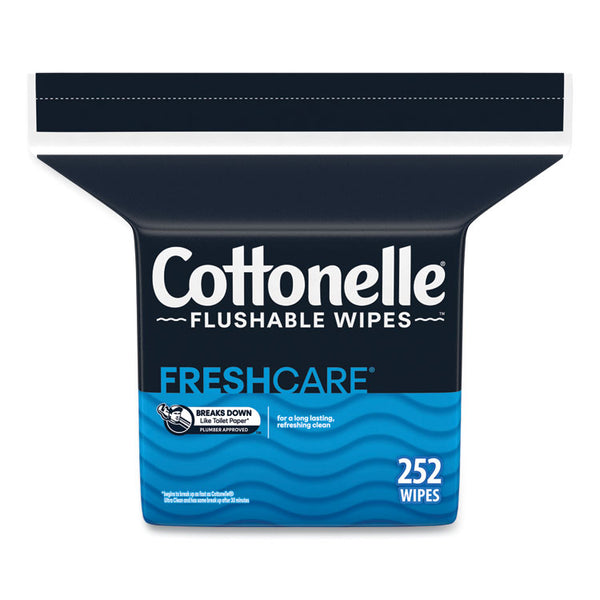 Cottonelle® Flushable Wet Wipes, Zip Pack Refill, White, 5 x 7.25, 252/Pack (KCC43541)