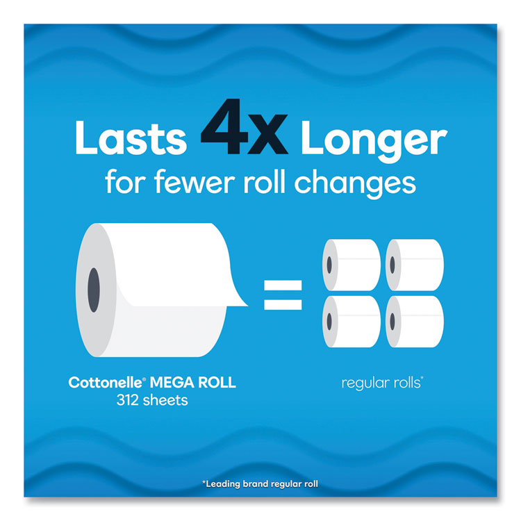 Cottonelle® Ultra CleanCare Toilet Paper, Strong Tissue, Mega Rolls, Septic Safe, 1-Ply, White, 284/Roll, 12 Rolls/Pack, 48 Rolls/Carton (KCC54151)