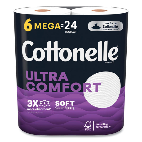 Cottonelle® Ultra ComfortCare Toilet Paper, Soft Tissue, Mega Rolls, Septic Safe, 2-Ply, White, 284/Roll, 6 Rolls/Pack, 36 Rolls/Carton (KCC54167)