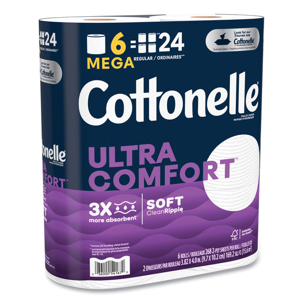 Cottonelle® Ultra ComfortCare Toilet Paper, Soft Tissue, Mega Rolls, Septic Safe, 2-Ply, White, 284/Roll, 6 Rolls/Pack, 36 Rolls/Carton (KCM55707) Case of 36