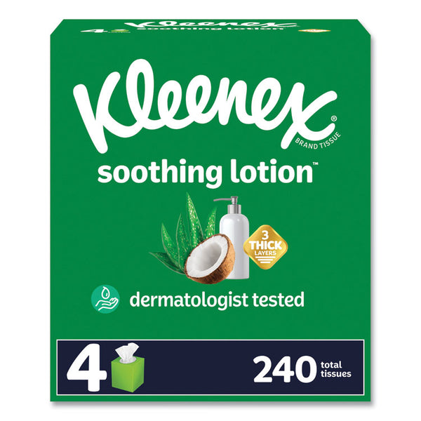 Kleenex® Lotion Facial Tissue, 3-Ply, White, 60 Sheets/Box, 4 Boxes/Pack, 8 Packs/Carton (KCC54289)