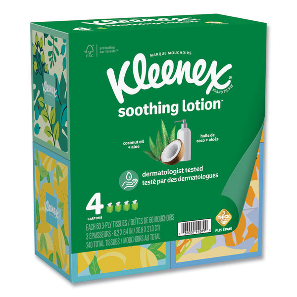 Kleenex® Lotion Facial Tissue, 3-Ply, White, 60 Sheets/Box, 4 Boxes/Pack, 8 Packs/Carton (KCC54289)