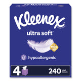 Kleenex® Ultra Soft Facial Tissue, 3-Ply, White, 60 Sheets/Box, 4 Boxes/Pack, 12 Packs/Carton (KCM54308) Case of 12