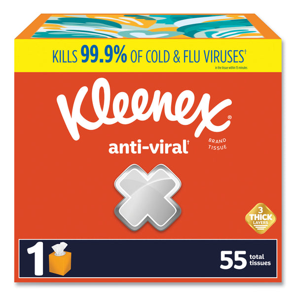 Kleenex® Anti-Viral Facial Tissue, 3-Ply, White, 55 Sheets/Box, 27 Boxes/Carton (KCM54505) Case of 27