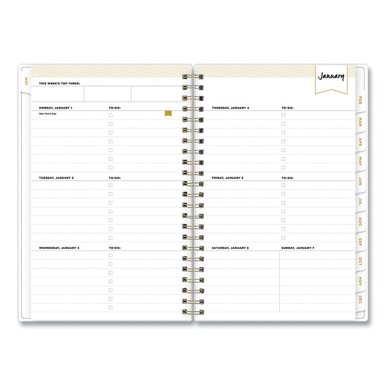 Blue Sky® Day Designer Tile Weekly/Monthly Planner, Geometric Artwork, 8 x 5, Blue/White Cover, 12-Month (Jan to Dec): 2026 (BLS101410) Each