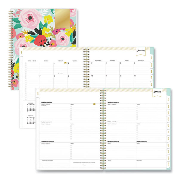 Day Designer Secret Garden Mint Frosted Weekly/Monthly Planner, Floral Artwork, 11 x 8.5, 12-Month (Jan to Dec): 2025 (BLS140101) Each