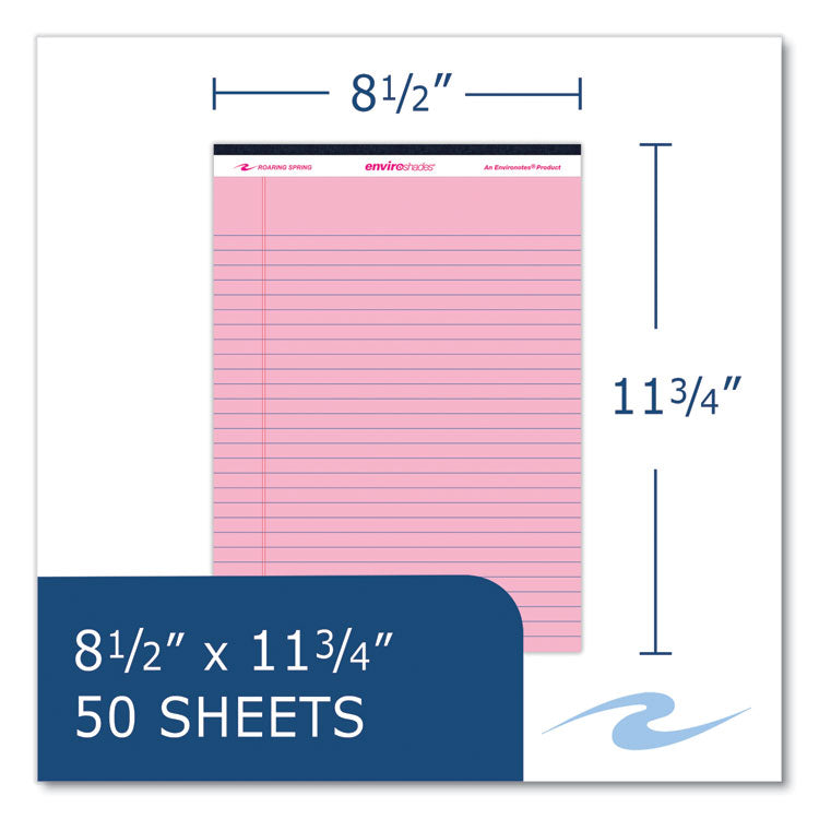 Roaring Spring® Enviroshades Legal Notepads, 50 Pink 8.5 x 11.75 Sheets, 72 Notepads/Carton, Ships in 4-6 Business Days (ROA74150CS)