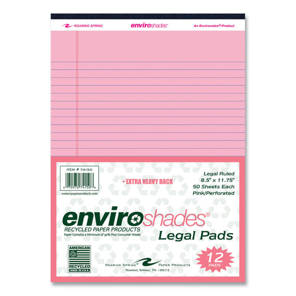 Roaring Spring® Enviroshades Legal Notepads, 50 Pink 8.5 x 11.75 Sheets, 72 Notepads/Carton, Ships in 4-6 Business Days (ROA74150CS)