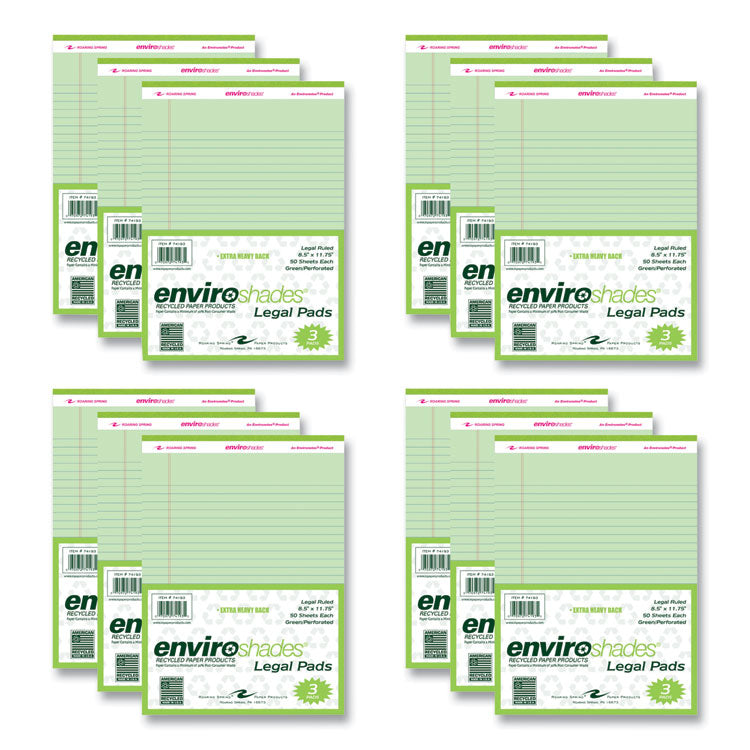 Roaring Spring® Enviroshades Legal Notepads, 50 Green 8.5 x 11.75 Sheets, 72 Notepads/Carton, Ships in 4-6 Business Days (ROA74193CS) Case of 36