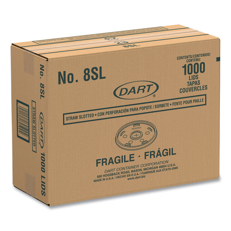 Dart® Plastic Cold Cup Lids, Fits 8 oz to 9 oz Cups, Translucent, 100 Pack, 10 Packs/Carton (DCC8SL)