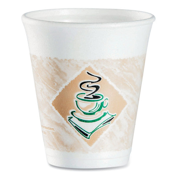 Dart® Cafe G Foam Hot/Cold Cups, 8 oz, Brown/Green/White, 1,000/Carton (DCC8X8G)