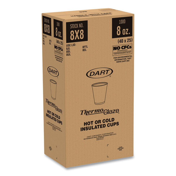 Dart® Cafe G Foam Hot/Cold Cups, 8 oz, Brown/Green/White, 1,000/Carton (DCC8X8G)