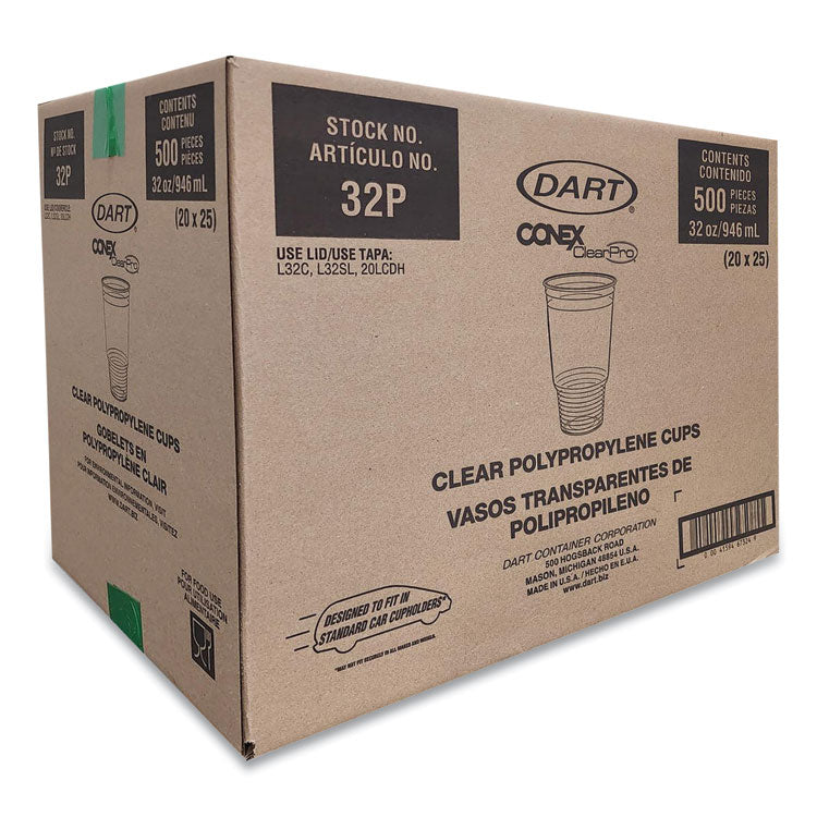 Dart® Conex ClearPro Plastic Cold Cups, Cold Cups, 32 oz, Clear, 25/Bag, 20 Bags/Carton (DCC32P) Case of 500