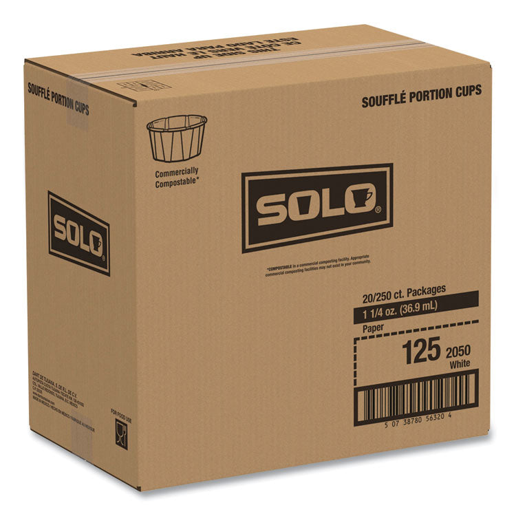 SOLO® Paper Portion Cups, 1.25 oz, White, 250/Bag, 20 Bags/Carton (SCC125U) Case of 5000