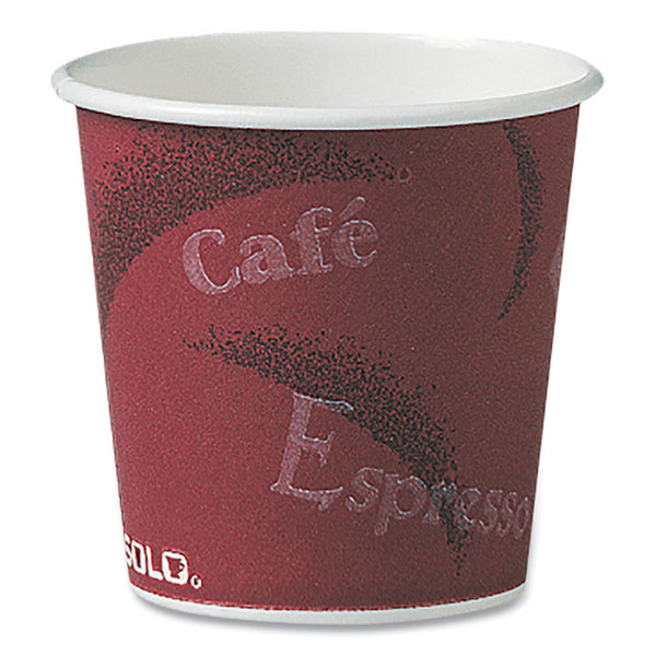 SOLO® Single-Sided Poly Paper Hot Cups, 4 oz, Bistro Design, 50/Pack, 20 Pack/Carton (SCC374SI) Case of 1000