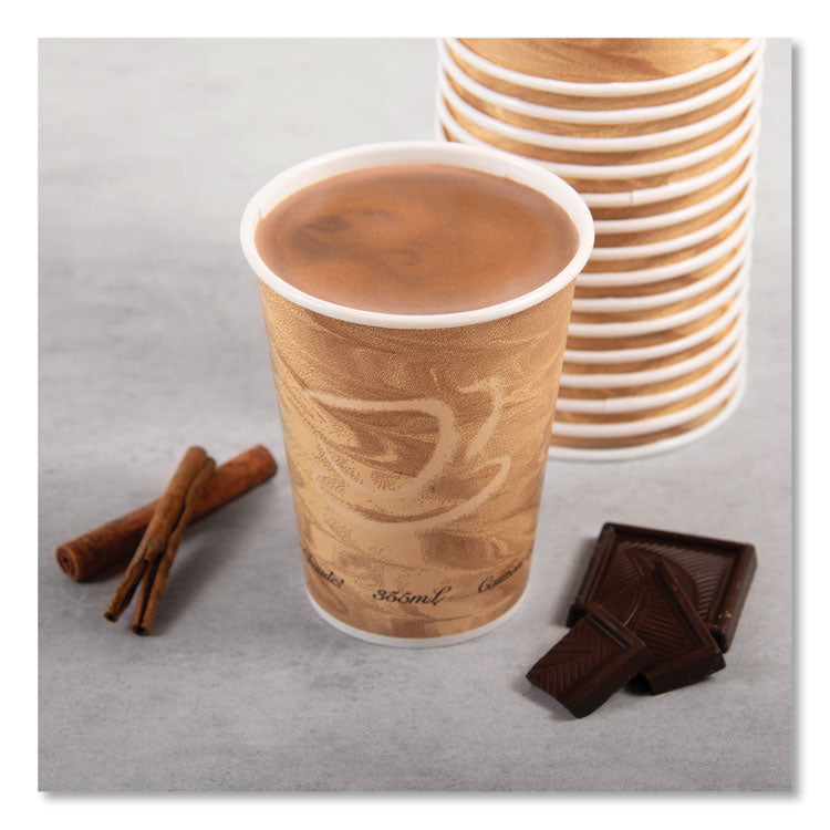 SOLO® Mistique Polycoated Hot Paper Cups, 12 oz, Printed, Brown, 50/Sleeve, 20 Sleeves/Carton (SCC412MSN) Case of 1000