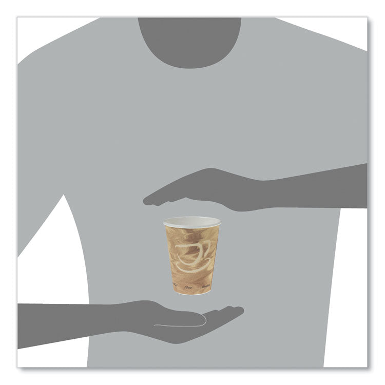 SOLO® Mistique Polycoated Hot Paper Cups, 12 oz, Printed, Brown, 50/Sleeve, 20 Sleeves/Carton (SCC412MSN) Case of 1000