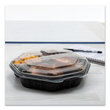 SOLO® OctaView Hinged-Lid Hot Food Containers, 3-Compartment, 38 oz, 9.55 x 9.1 x 2.4, Black/Clear, Plastic, 100/Carton (SCC809014PP94)
