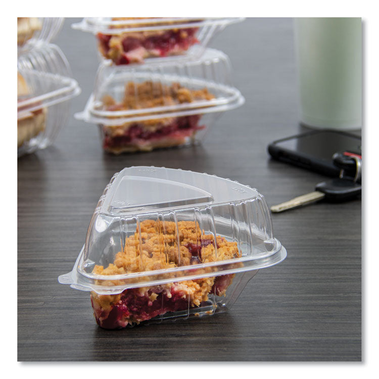 Dart® Showtime Clear Hinged Containers, Pie Wedge, 6.67 oz, 6.1 x 5.6 x 3, Clear, Plastic, 125/Pack, 2 Packs/Carton (DCCC54HT1) Case of 250