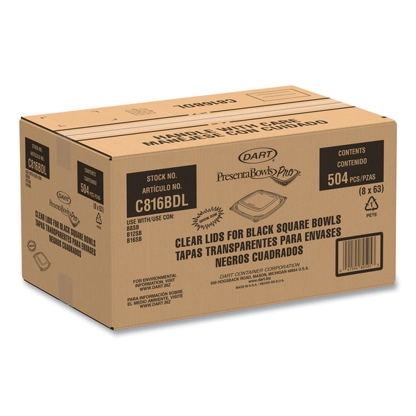 Dart PresentaBowls Pro Square Lids f/8-16oz Bowls, Clear, 5 x 5, 63/Bag, 8 Bag/CT (DCCC816BDL) Case of 504