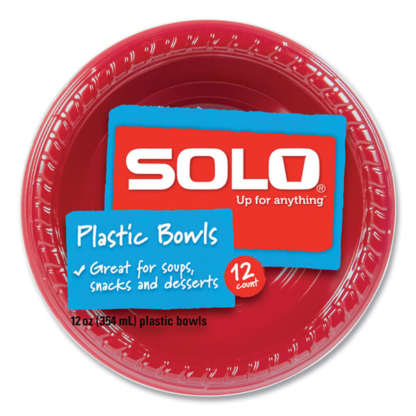 SOLO® Party Plastic Premium Dinnerware, Bowl, 12 oz, White, 25/Pack (SCCCB1220202)