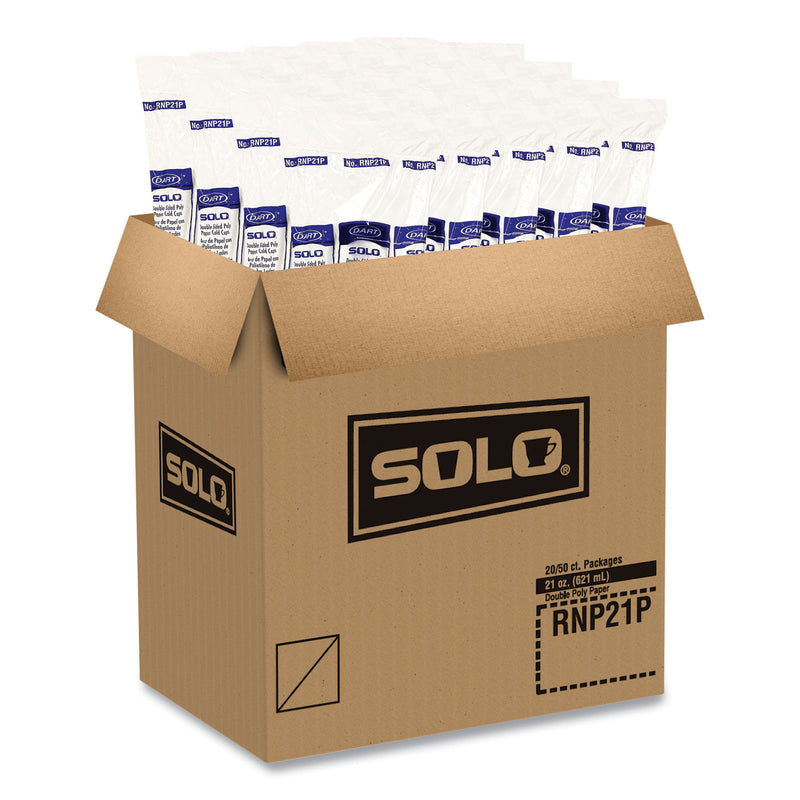 SOLO® Double-Sided Poly (DSP) Paper Cold Cups, 21 oz, White, 1,000/Carton (SCCRNP21P2050) Case of 1000