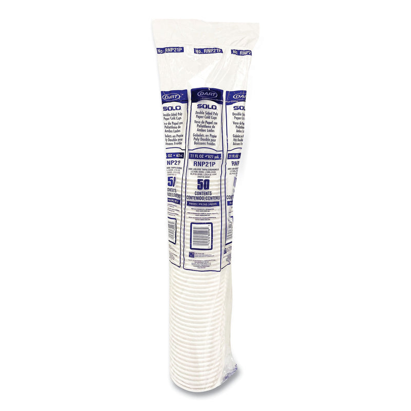 SOLO® Double-Sided Poly (DSP) Paper Cold Cups, 21 oz, White, 1,000/Carton (SCCRNP21P2050) Case of 1000