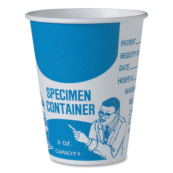 SOLO® Paper Specimen Cups, 8 oz, Blue/White, 50/Sleeve, 20 Sleeves/Carton (SCCSC378) Case of 1000