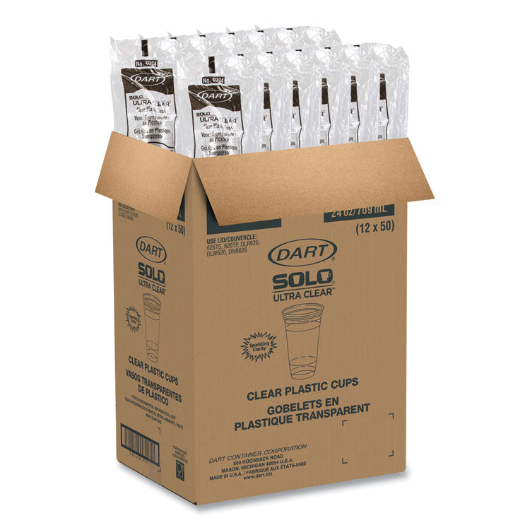 Dart® Ultra Clear PET Cold Cups, 24 oz, Clear, 50/Sleeve, 12 Sleeves/Carton (DCCTD24)