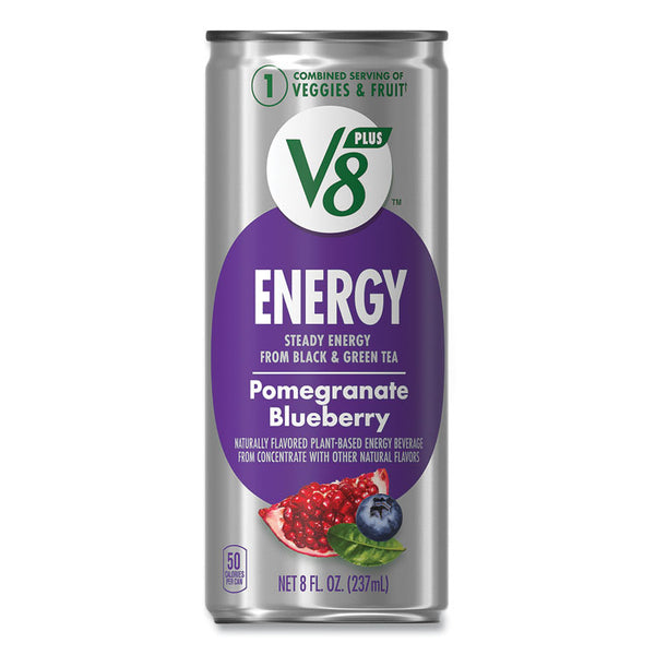 V-8® +ENERGY, Pomegranate Blueberry, 8 oz Can, 24/Carton, Ships in 1-3 Business Days (GRR35100014)