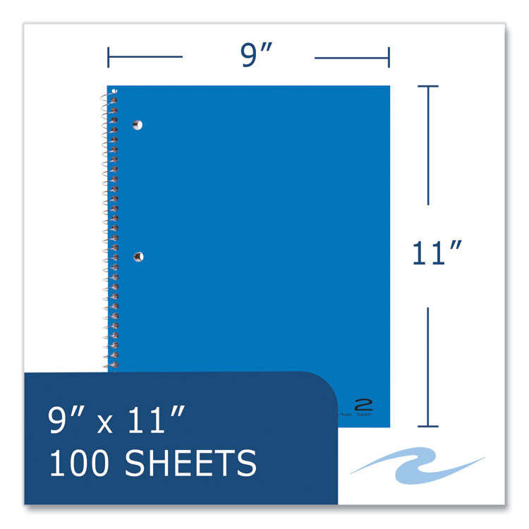 Roaring Spring® Subject Wirebound Notebook, 2-Subject, Medium/College Rule, Asst Cover, (100) 11 x 9 Sheets, 24/Carton, Ships in 4-6 Bus Days (ROA11085CS) Case of 24