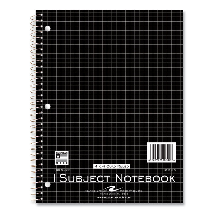 Roaring Spring® Subject Wirebound Promo Notebook, 1-Subject, 4 sq/in Quad Rule, Asst Cover, (100) 10.5x8 Sheets, 24/CT, Ships in 4-6 Bus Days (ROA10004CS) Case of 24