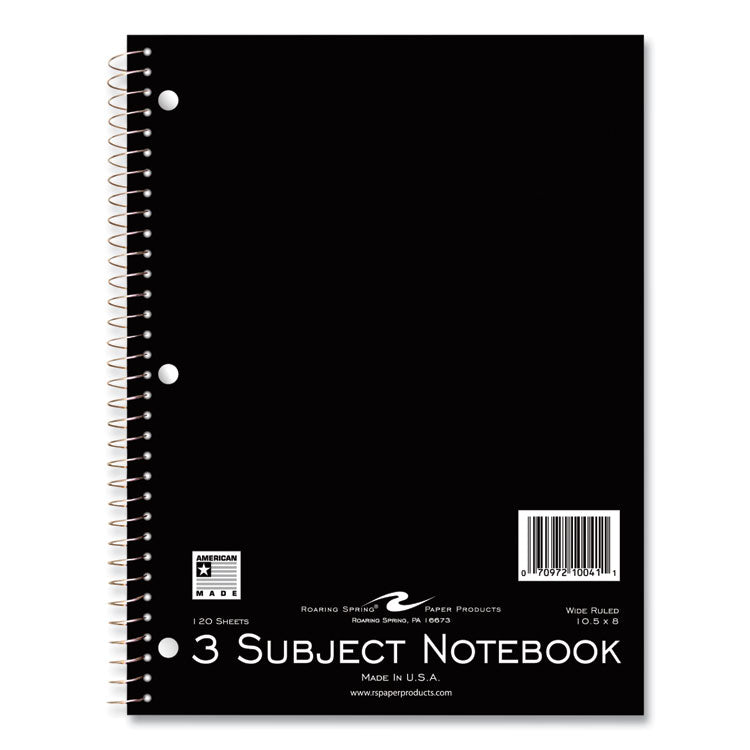 Roaring Spring® Subject Wirebound Promo Notebook, 3-Subject, Wide/Legal Rule, Asst Cover, (120) 10.5x8 Sheets, 24/CT, Ships in 4-6 Bus Days (ROA10041CS)