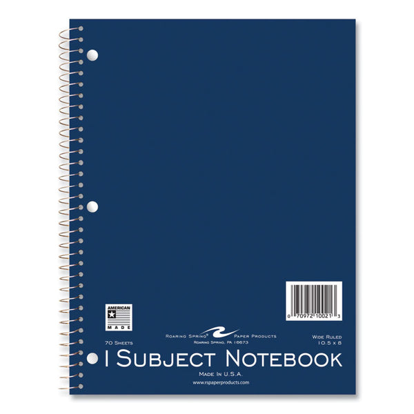 Roaring Spring® Subject Wirebound Promo Notebook, 1-Subject, Wide/Legal Rule, Asst Cover, (70) 10.5x8 Sheets, 24/CT, Ships in 4-6 Bus Days (ROA10021CS)