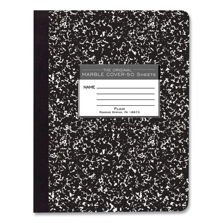 Roaring Spring® Hardcover Marble Composition Book, Unruled, Black Marble Cover, (50) 9.75 x 7.5 Sheets, 48/Carton, Ships in 4-6 Business Days (ROA77260CS)