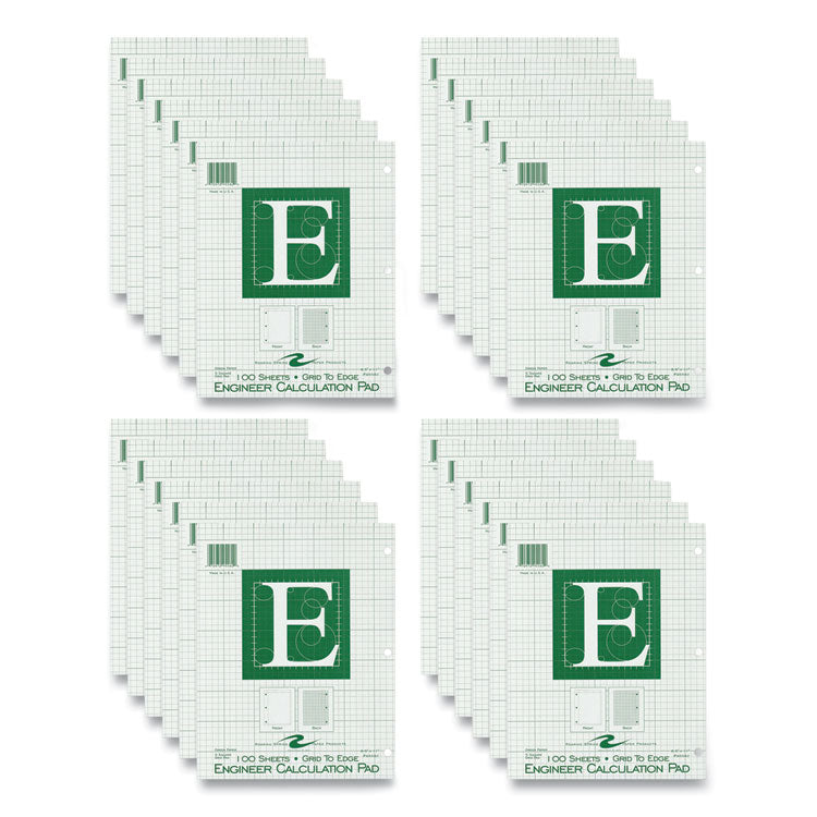 Roaring Spring® Engineer Pad, (1.25" Margin), Quad Rule (5 sq/in, 1 sq/in), 100 Lt Green 8.5x11 Sheets/Pad, 24/CT, Ships in 4-6 Business Days (ROA95582CS) Case of 24