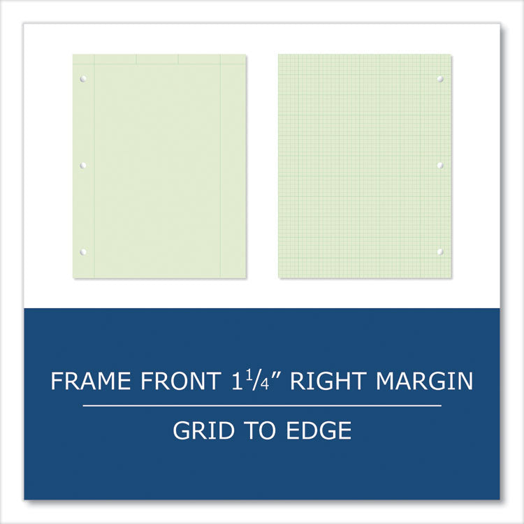 Roaring Spring® Engineer Pad, (1.25" Margin), Quad Rule (5 sq/in, 1 sq/in), 100 Lt Green 8.5x11 Sheets/Pad, 24/CT, Ships in 4-6 Business Days (ROA95582CS) Case of 24