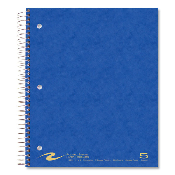 Roaring Spring® Subject Wirebound Notebook, 5-Subject, Medium/College Rule, Asst Cover, (200) 11 x 9 Sheets, 12/Carton, Ships in 4-6 Bus Days (ROA11295CS)