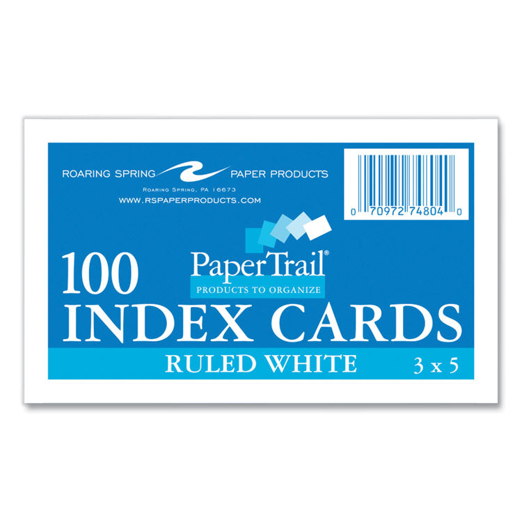 Roaring Spring® White Index Cards, Narrow Ruled, 3 x 5, White, 100 Cards/Pack, 36/Carton, Ships in 4-6 Business Days (ROA74804CS) Case of 36