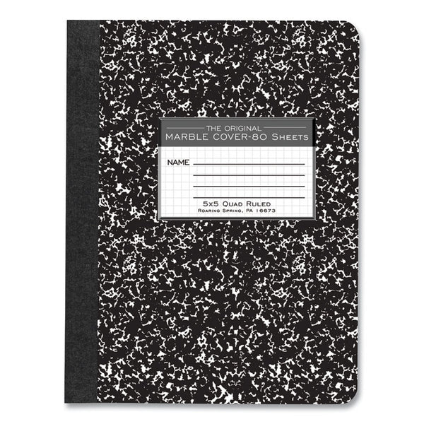 Roaring Spring® Hardcover Composition Book, Quadrille 5 sq/in Rule, Black Marble Cover, (80) 9.75 x 7.5 Sheet, 48/CT, Ships in 4-6 Bus Days (ROA77227CS)
