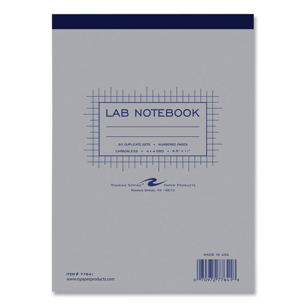 Roaring Spring® Lab and Science Carbonless Notebook, Quadrille Rule (4 sq/in), Gray Cover, (100) 8.5 x 11 Sheets, 24/Carton (ROA77641CS) Case of 24