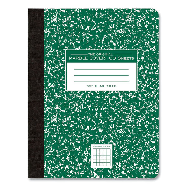 Roaring Spring® Hardcover Composition Book, Quadrille 5 sq/in Rule, Green Marble Cover, (100) 9.75 x 7.5 Sheet, 24/CT, Ships in 4-6 Bus Days (ROA77255CS)