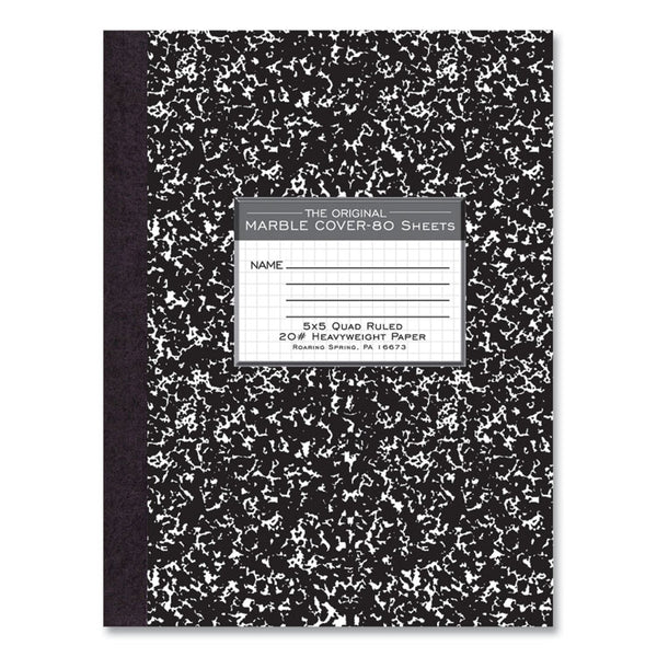 Roaring Spring® Hardcover Composition Book, Quadrille 5 sq/in Rule, Black Marble Cover, (80) 10.25 x 7.88 Sheet, 24/CT, Ships in 4-6 Bus Days (ROA77475CS)