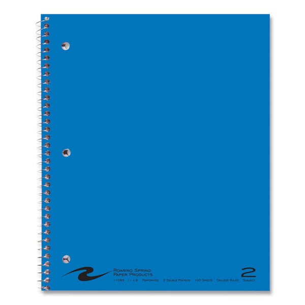 Roaring Spring® Subject Wirebound Notebook, 2-Subject, Medium/College Rule, Asst Cover, (100) 11 x 9 Sheets, 24/Carton, Ships in 4-6 Bus Days (ROA11085CS)