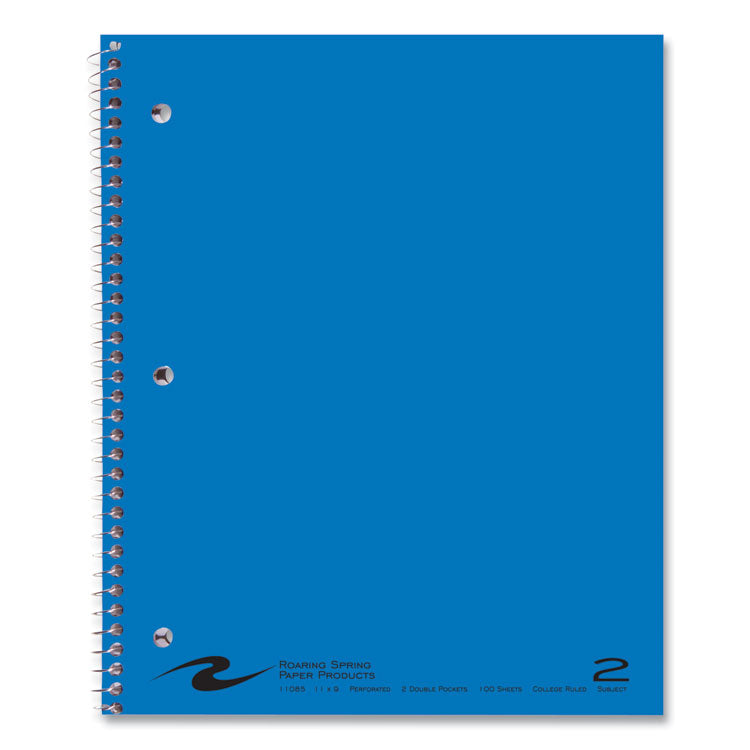 Roaring Spring® Subject Wirebound Notebook, 2-Subject, Medium/College Rule, Asst Cover, (100) 11 x 9 Sheets, 24/Carton, Ships in 4-6 Bus Days (ROA11085CS) Case of 24