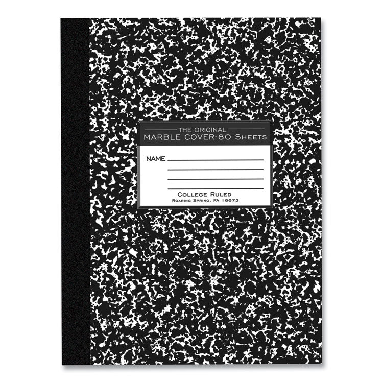 Roaring Spring® Flexible Cover Composition Book, Med/College Rule, Black Marble Cover, (80) 10.25 x 7.88 Sheet, 48/CT, Ships in 4-6 Bus Days (ROA77481CS)