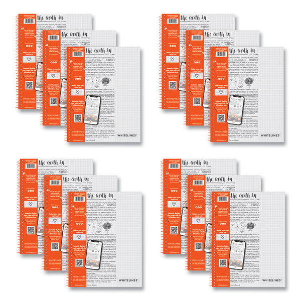 Roaring Spring® Whitelines Notebook, Quadrille Rule, (5 sq/in), Gray/Orange Cover, (70) 11 x 8.5 Sheets, 12/Carton (ROA17001CS) Case of 12